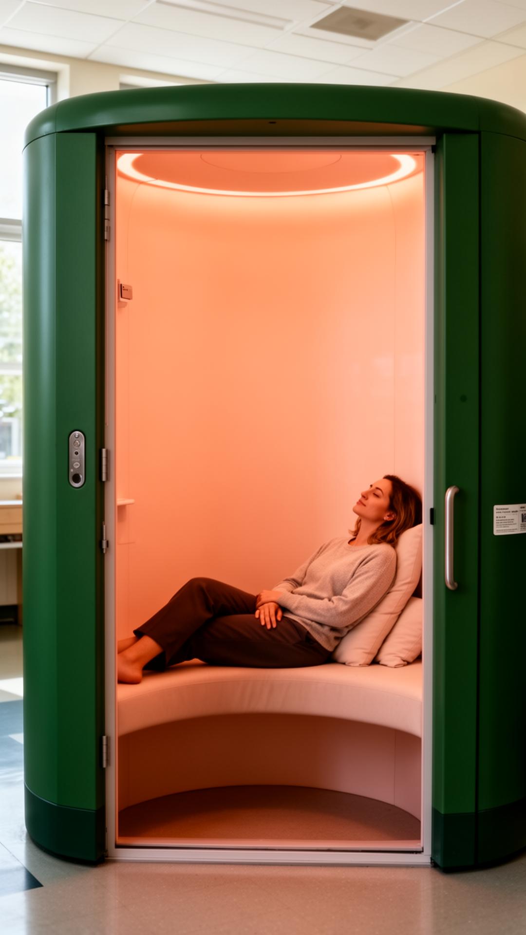 Serenity Pod interior with peach glow